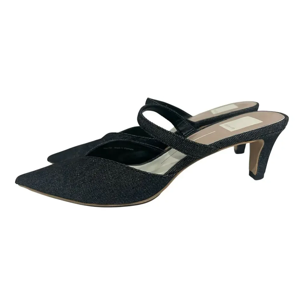Dolce Vita Kanika Mid Heels Denim Dark Blue Pointed Toe Slip On Strap Sz 7.5